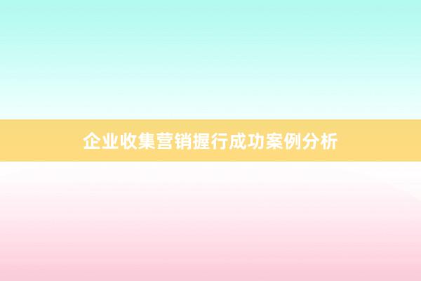 企业收集营销握行成功案例分析